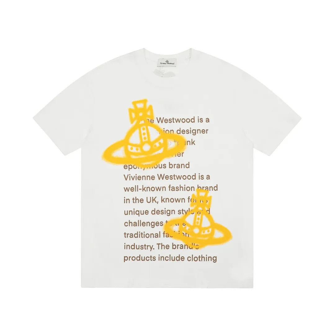 vivienne west wood Vivienne 2024 graffiti spray-painted letter full printed short sleeves 2024 top hot style No need to say more, directly open the details YB mold opening, correct seam details, full range of correct accessories, every detail is completely restored, directly filled up Color: White Size: XS-L